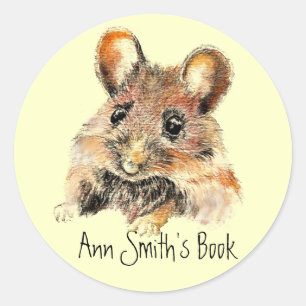 Little Mouse Book Plate to Customise Classic Round Sticker