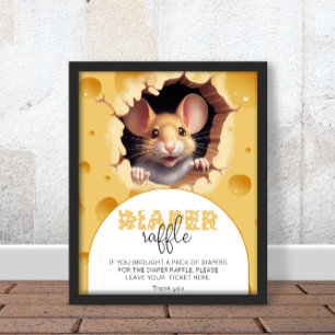 Little mouse in cheese Baby Shower diaper raffle Poster
