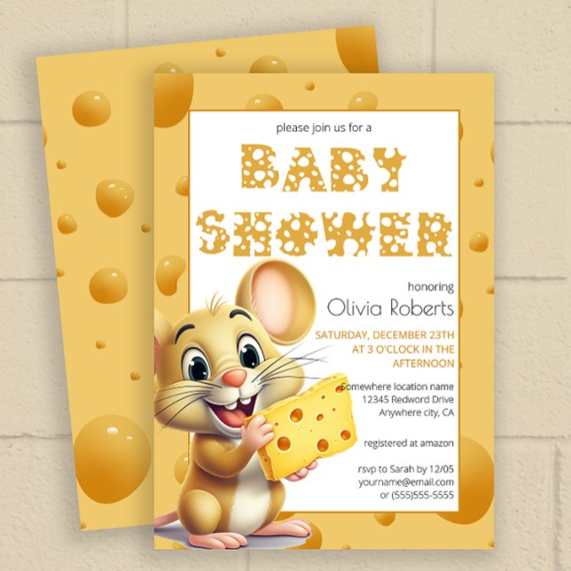 Little mouse in cheese Baby Shower Invitation (Creator Uploaded)