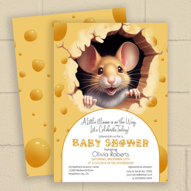 Little mouse in cheese Baby Shower Invitation (Creator Uploaded)