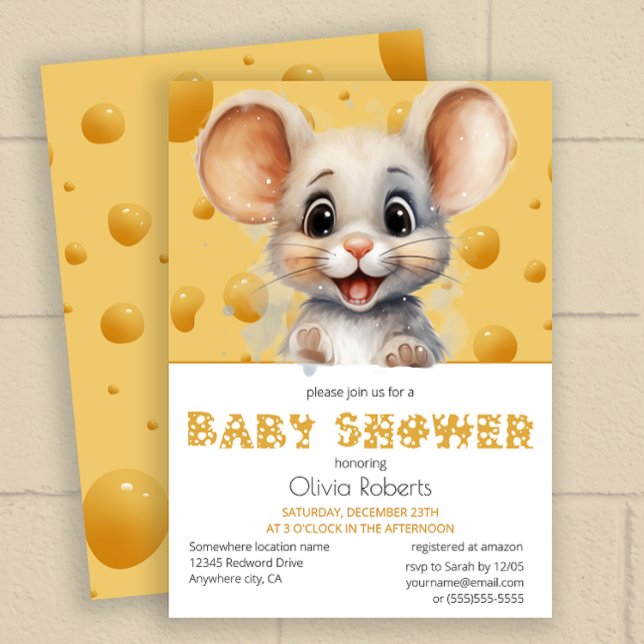 Little mouse in cheese Baby Shower Invitation (Creator Uploaded)