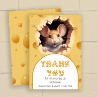 Little mouse in cheese Baby Shower Thank you