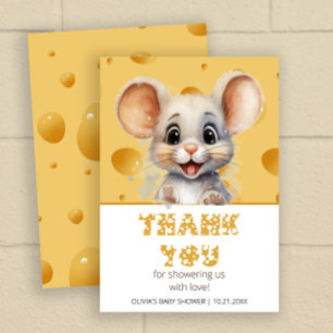 Little mouse in cheese Baby Shower Thank you Card