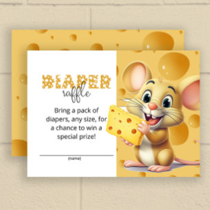 Little mouse in cheese diaper raffle ticket enclosure card