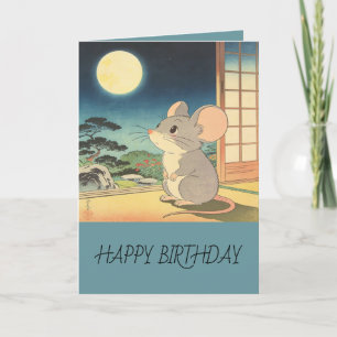Little Mouse Moon Matsumoto Hoji Style Birthday Card