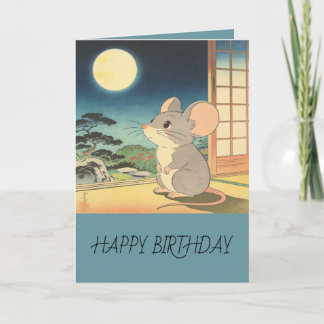 Little Mouse Moon Matsumoto Hoji Style Birthday Card