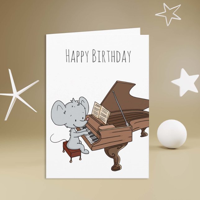 Little Mouse Playing the Piano Happy Birthday Card (Creator Uploaded)