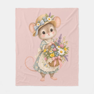 Little Mouse Wildflower Basket Fleece Blanket