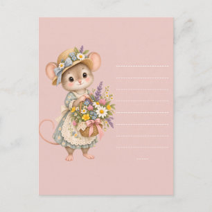 Little Mouse Wildflower Basket Postcard