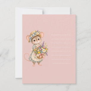 Little Mouse Wildflower Basket RSVP Card