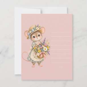 Little Mouse Wildflower Basket RSVP Card