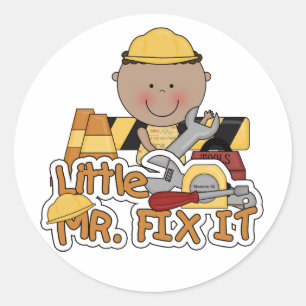 Little Mr. Fix It Construction Tshirts and Gifts Classic Round Sticker