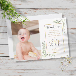 Little Mr ONEderful Boy 1st Birthday Cute Photo Thank You Card