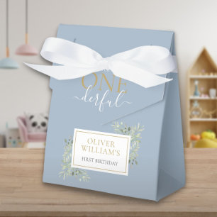 Little Mr ONEderful Cute Boy Blue First Birthday Favour Box