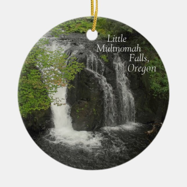 Little Multnomah Falls Ceramic Tree Decoration (Front)