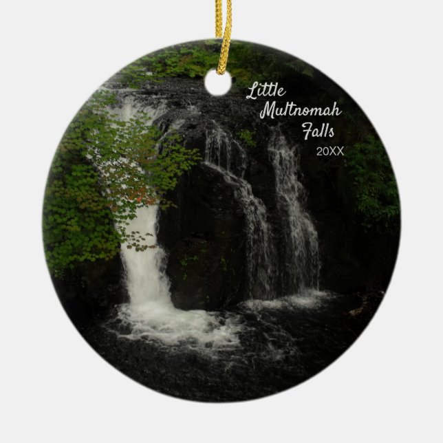Little Multnomah Falls Ceramic Tree Decoration (Front)