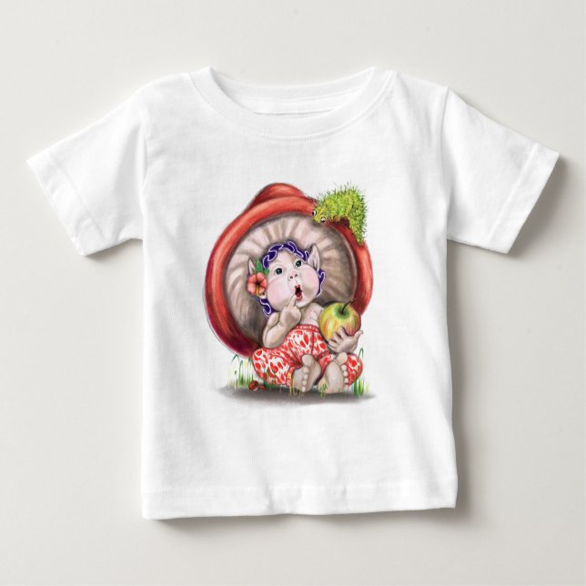 Little Mushroom and Caterpillar Baby T-Shirt (Front)