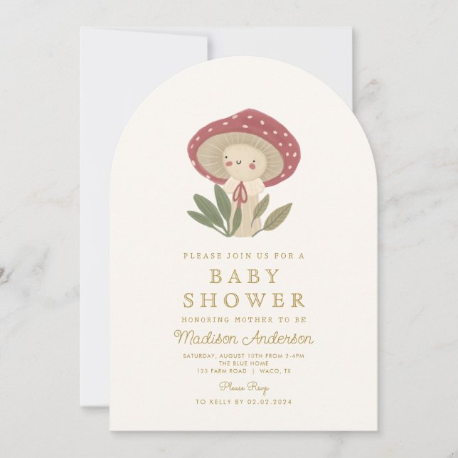 Little mushroom Baby Shower Invitation (Front)