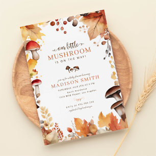Little Mushroom Boho Autumn Baby Shower Invitation