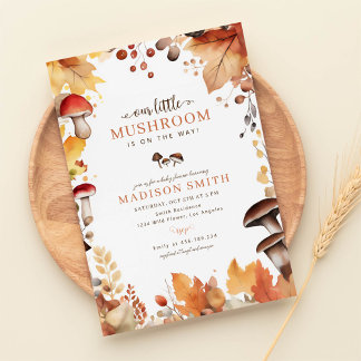 Little Mushroom Boho Autumn Baby Shower Invitation