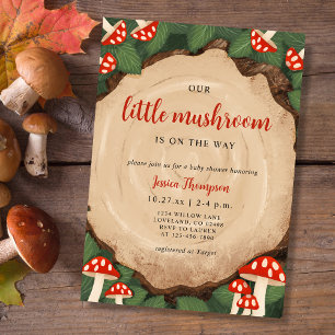 Little Mushroom Cute Woodland Baby Shower Invitation