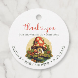 Little Mushroom Fall Baby Shower  Favour Tags