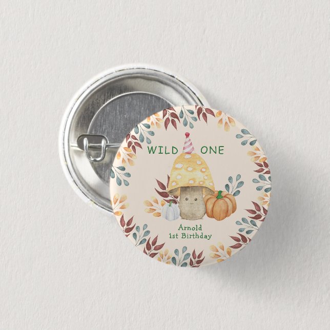 Little Mushroom first Birthday Party  3 Cm Round Badge (Front & Back)