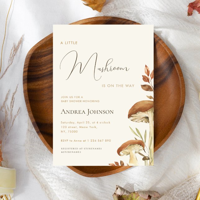 Little Mushroom Forest Woodland Boy Baby Shower Invitation (Creator Uploaded)
