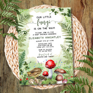 Little Mushroom Fungi Forest Ferns Boy Baby Shower Invitation