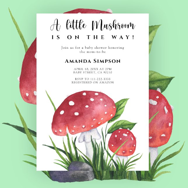 Little mushroom Is On The Way Baby Shower Invitati Invitation (Creator Uploaded)