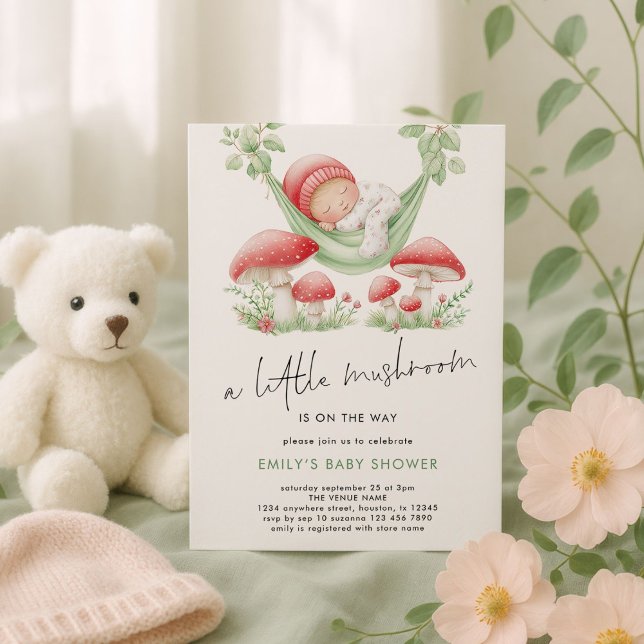 LIttle Mushroom is on Way Woodland Baby Shower  Invitation (Creator Uploaded)