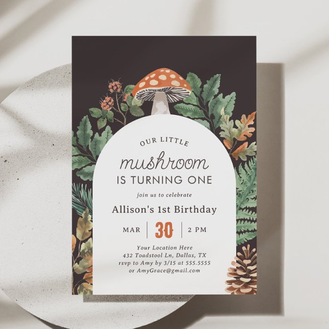 Little Mushroom Woodland Birthday Invitation (Creator Uploaded)