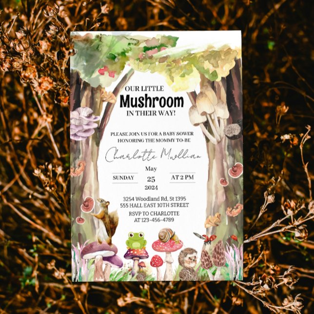 little mushroom woodland forest baby shower invitation (Creator Uploaded)