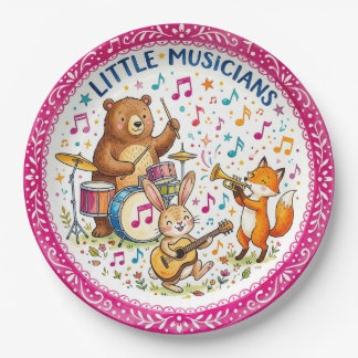 Little Musicians" Cute Woodland Animal Paper Plate