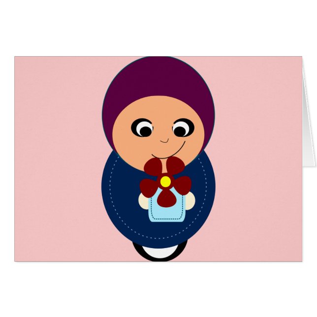 Little muslim girl purple hijab hijabi cartoon (Front Horizontal)