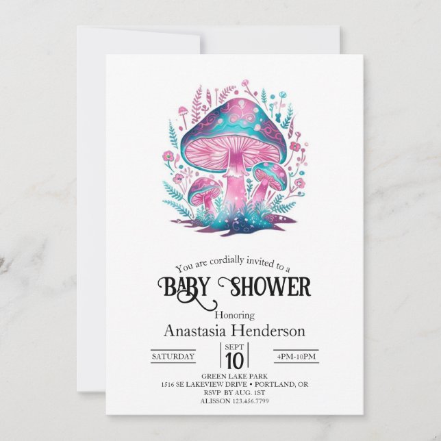 Little Mystical Mushroom Baby Shower Invitation (Front)