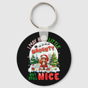 Little Naughty But Nice Xmas Cavalier King Charles Key Ring