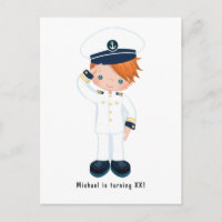 Little Navy Boy Nautical Birthday Party Invitation
