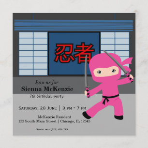 Little ninja birthday theme invitation