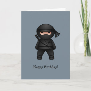 Little Ninja on Grey Happy Birthday Card