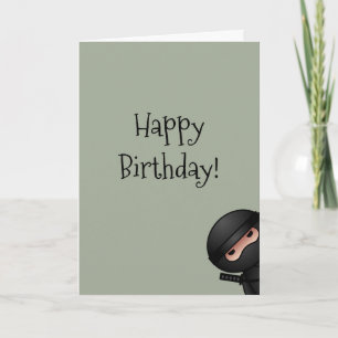 Little Ninja on Sage Green Happy Birthday Card