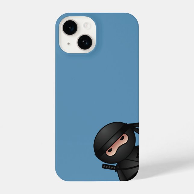 Little Ninja Peeking on Blue iPhone Case (Back)