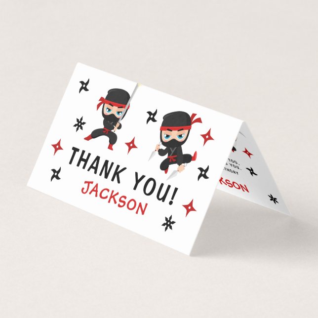 Little Ninja Warrior Birthday Boy Thank You Cards (Front)