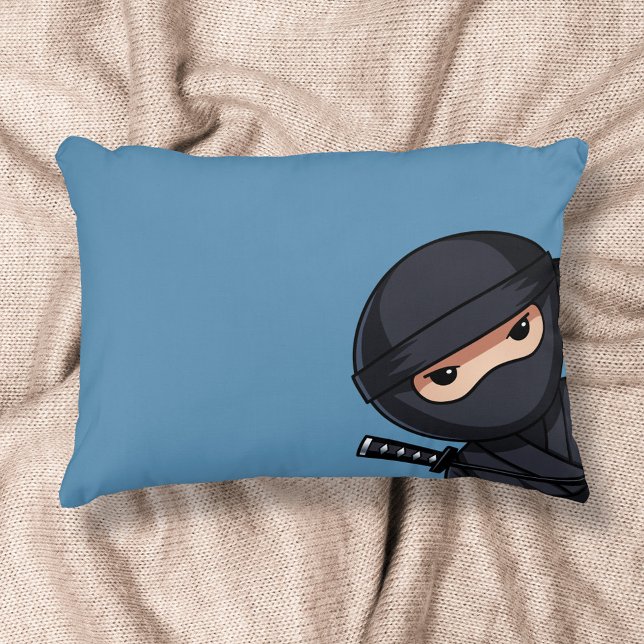 Little Ninja Warrior on Blue Decorative Pillow (Creator Uploaded)