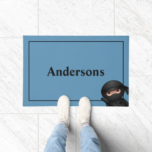 Little Ninja Warrior on Blue Doormat