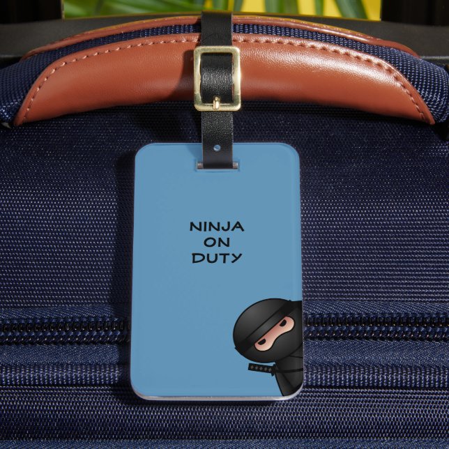Little Ninja Warrior on Blue Luggage Tag (Front Insitu 2)