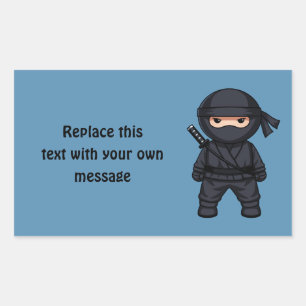 Little Ninja Warrior on Blue Rectangular Sticker