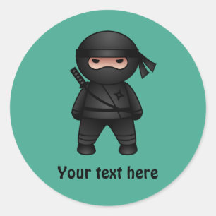 Little Ninja Warrior on Green Classic Round Sticker