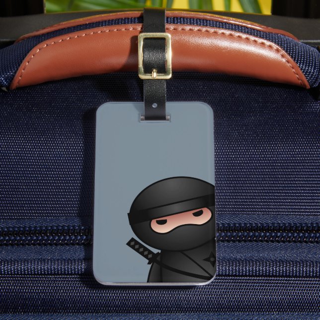 Little Ninja Warrior on Grey Luggage Tag (Front Insitu 2)