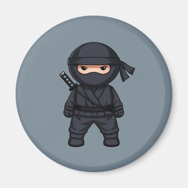Little Ninja Warrior on Grey Magnet (Front)